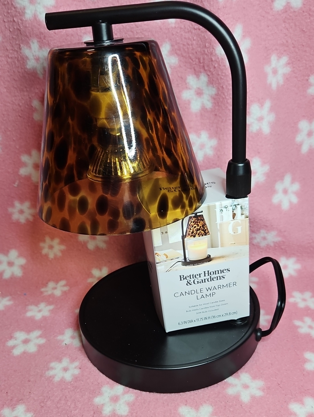 Better Homes & Gardens Glass Candle Warmer Lamp, Dark Brown Tortoiseshell